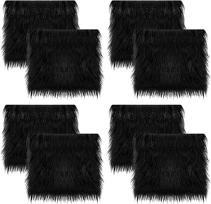 Faux Fur Fabric Squares | 8 Pcs DIY Craft Set by FabricLA | Shaggy Fur for Chair Covers & Cushions - Prismatic Fiber Arts