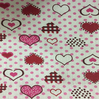 Polka Dot Heart Printed Poly Cotton Fabric - Prismatic Fiber Arts