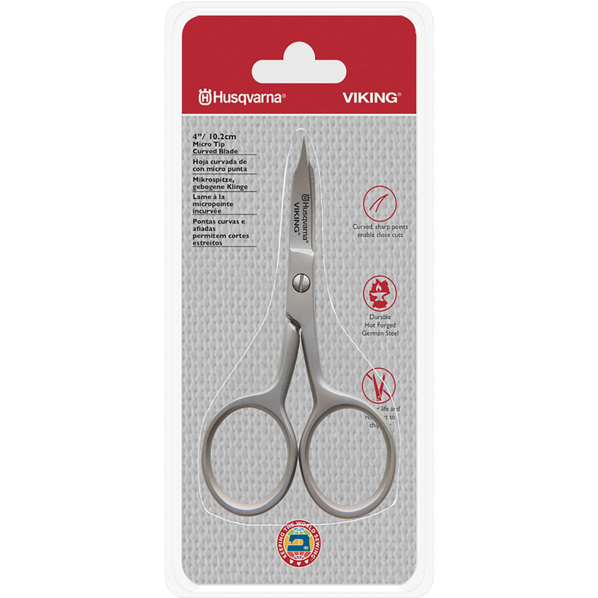 HUSQVARNA® VIKING® 4in/10.2cm Micro Tip Curved Blade Scissor - Prismatic Fiber Arts