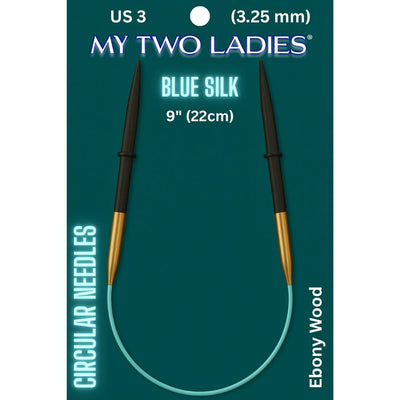 Blue Silk | 9" Circular Knitting Needles | Ebony | 6 Sizes - Prismatic Fiber Arts