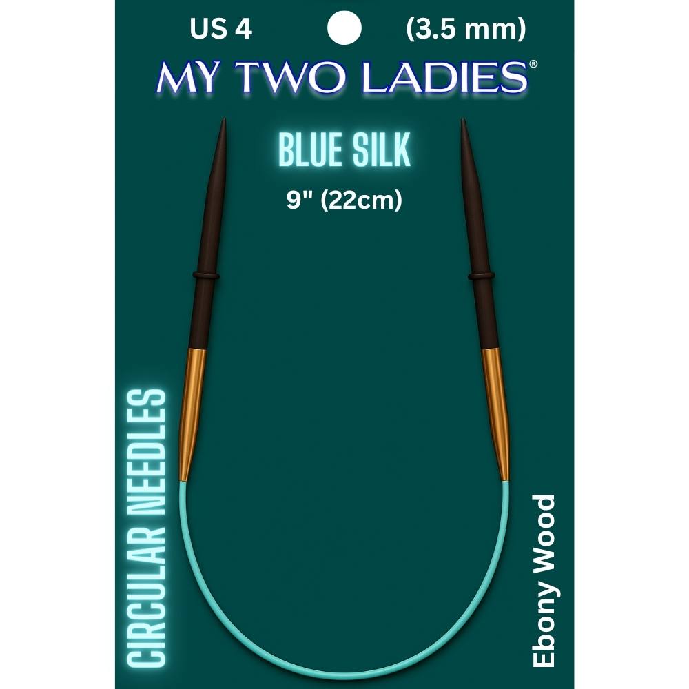 Blue Silk | 9" Circular Knitting Needles | Ebony | 6 Sizes - Prismatic Fiber Arts
