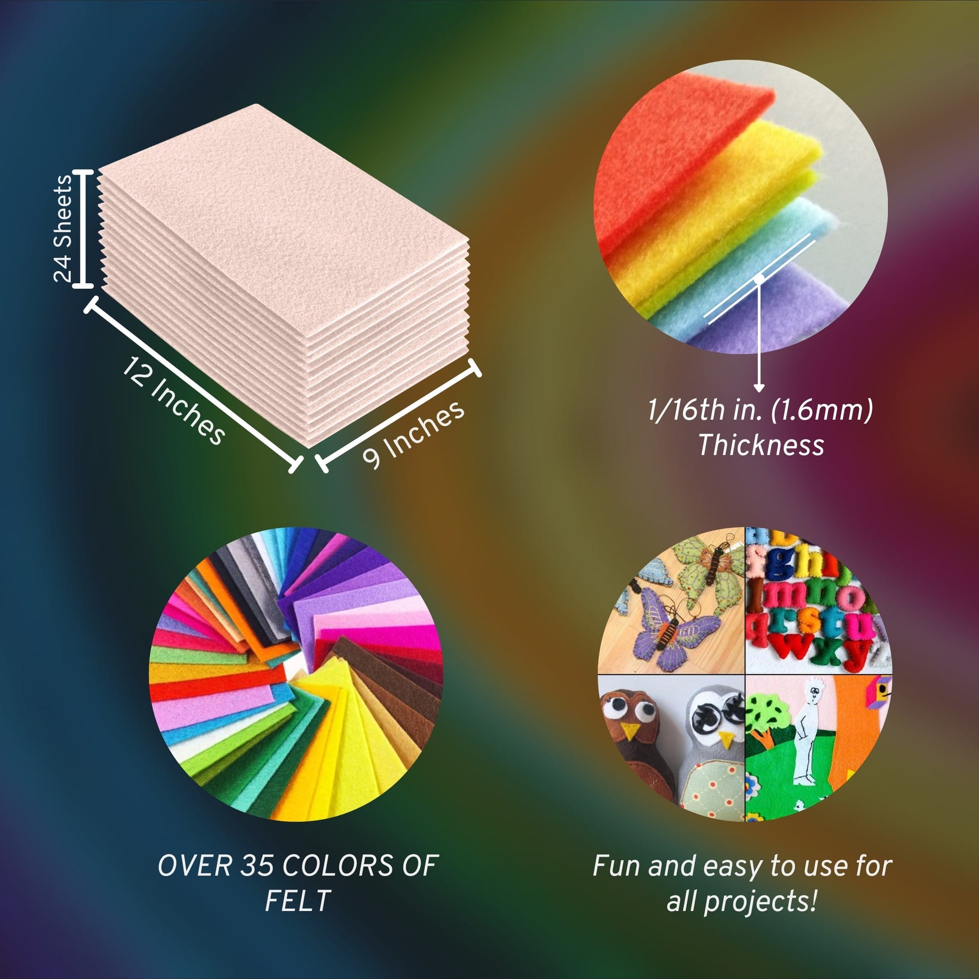 FabricLA Acrylic Felt Craft Sheet Packs – Ivory | Soft 100% Acrylic Felt Sheets for DIY & Crafts - Prismatic Fiber Arts