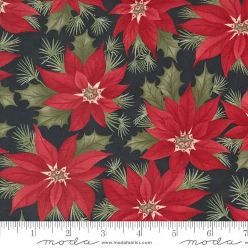 A Christmas Carol Ebony Promising Poinsettia 44"/45" Fabric Per Yard - Prismatic Fiber Arts