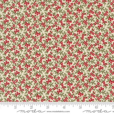 A Christmas Carol Snowflake Bountiful Berries Cream 44"/45" Fabric Per Yard - Prismatic Fiber Arts
