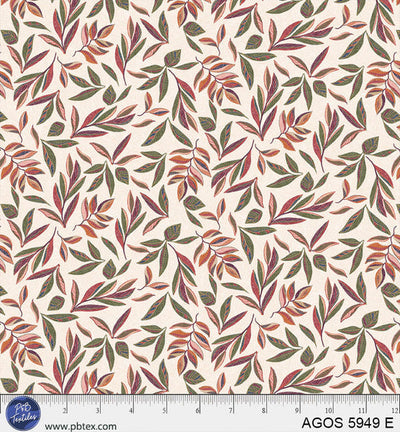 A Garden Of Stitches Natural Cream Leaves 44"/45" Fabric Per Yard - Prismatic Fiber Arts
