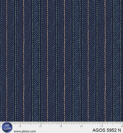 A Garden Of Stitches Navy Blue Stripes 44"/45" Fabric Per Yard - Prismatic Fiber Arts