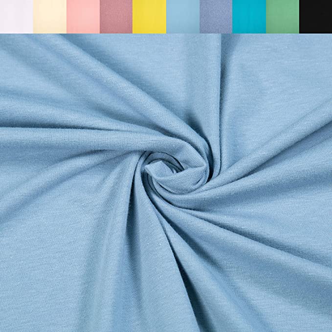 FabricLA 10 oz Cotton Spandex Jersey Knit Fabric – 4-Way Stretch | Dusty Blue - Prismatic Fiber Arts