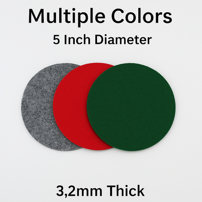 3.2mm Thick Premium Felt Circle – 5 Inch – (Pack of 5) – Multiple Colors - Prismatic Fiber Arts