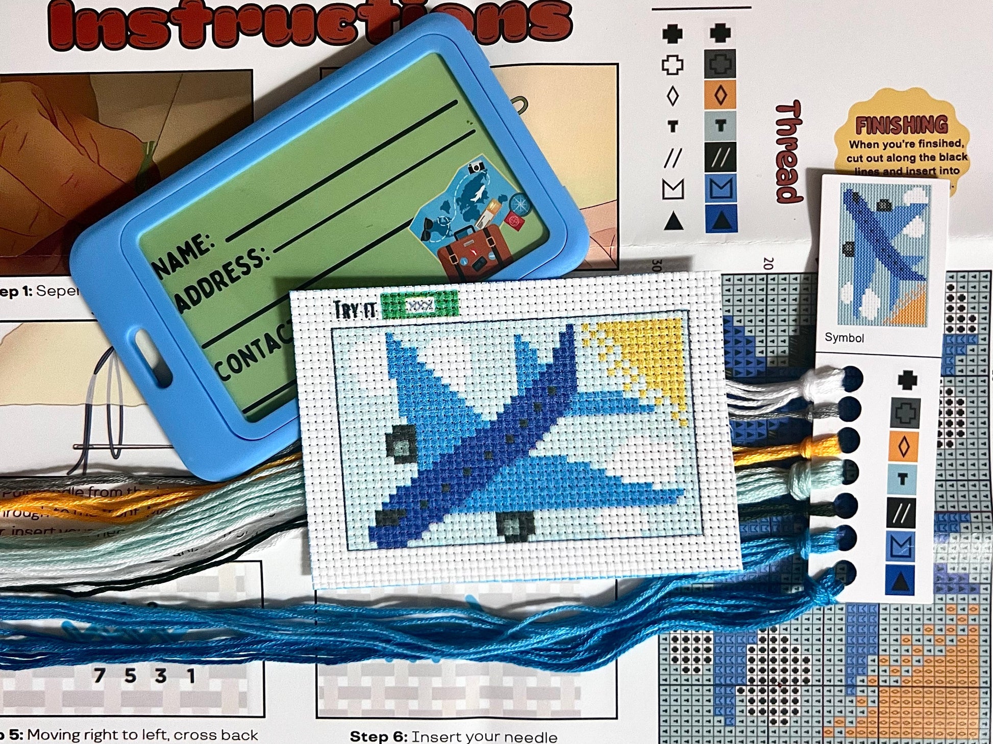 Blue Airplane Cross Stitch Kit - Prismatic Fiber Arts