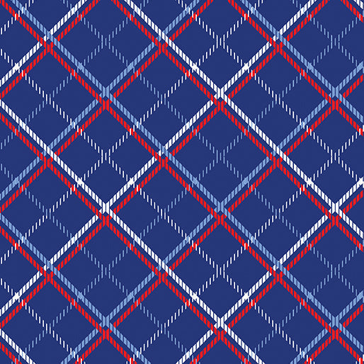 Americana Plaid Navy Cotton 44"/45" Fabric Per Yard - Prismatic Fiber Arts