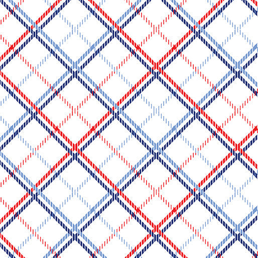 Americana Plaid White Cotton 44"/45" Fabric Per Yard - Prismatic Fiber Arts