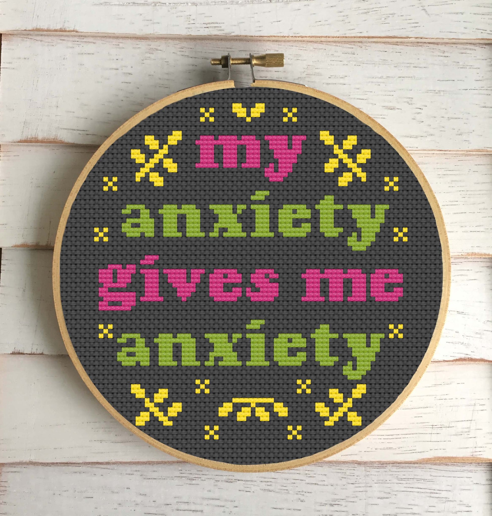 My Anxiety Counted Cross Stitch DIY KIT - Prismatic Fiber Arts