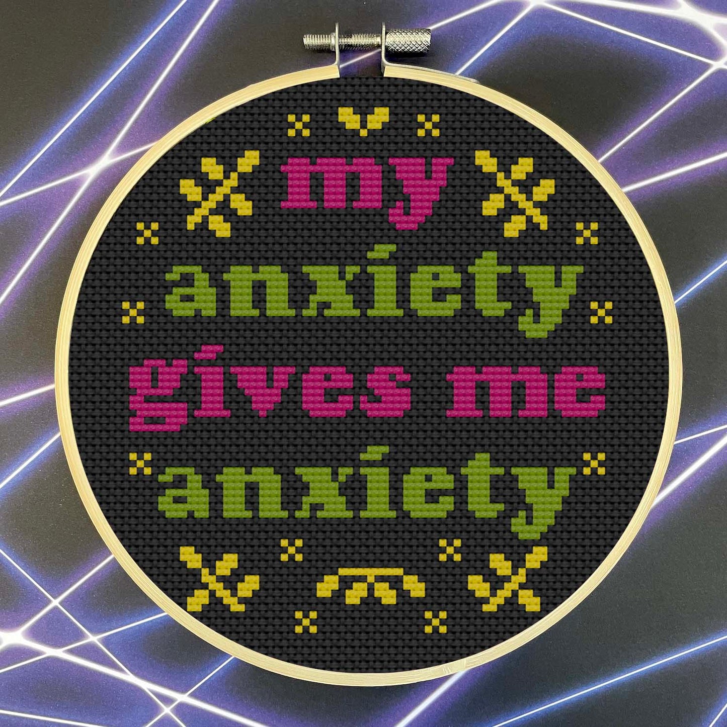 My Anxiety Counted Cross Stitch DIY KIT - Prismatic Fiber Arts