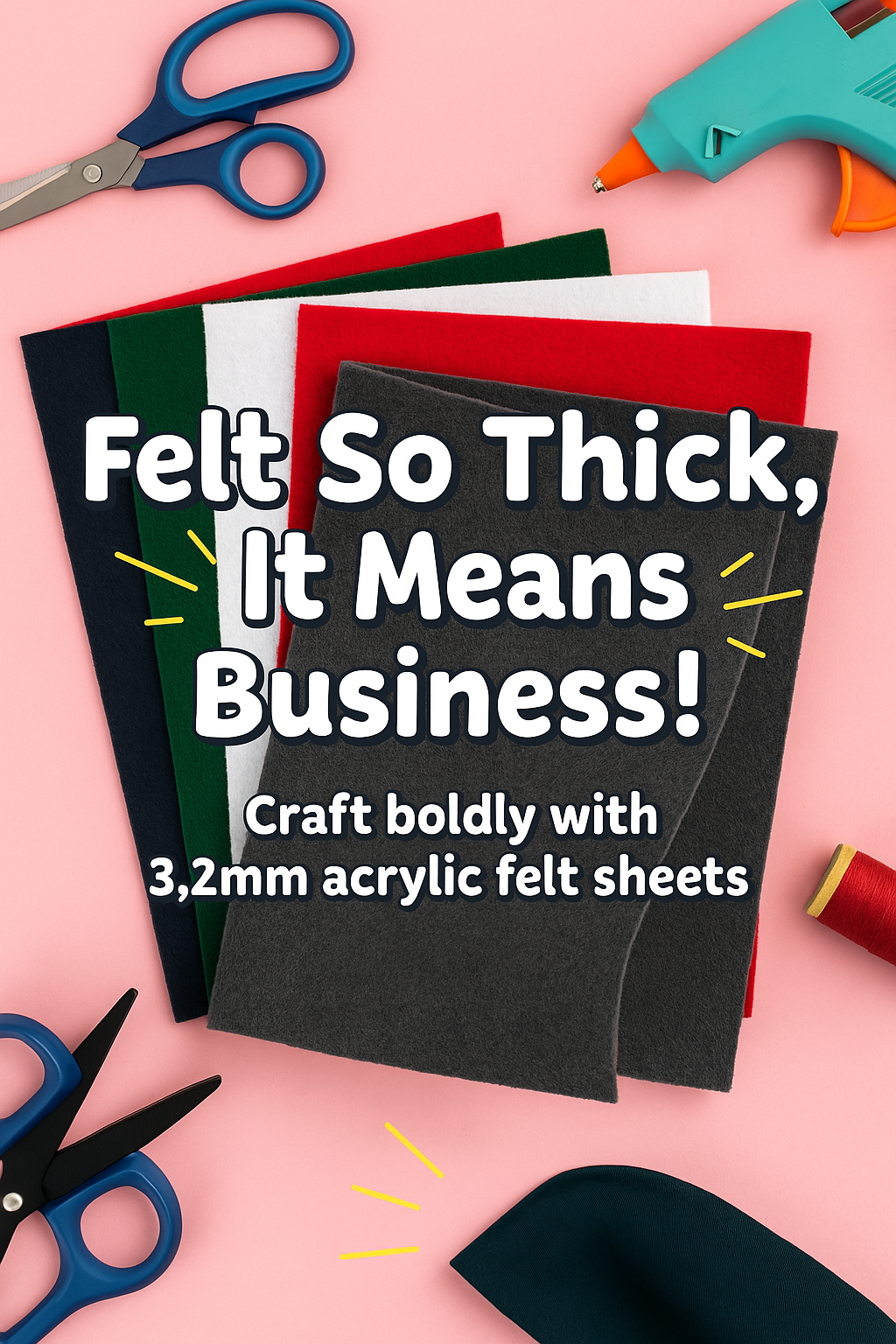 3.2mm Thick Acrylic Felt Sheets – 9x12" – Single Colors or Multi-Color Packs - Prismatic Fiber Arts