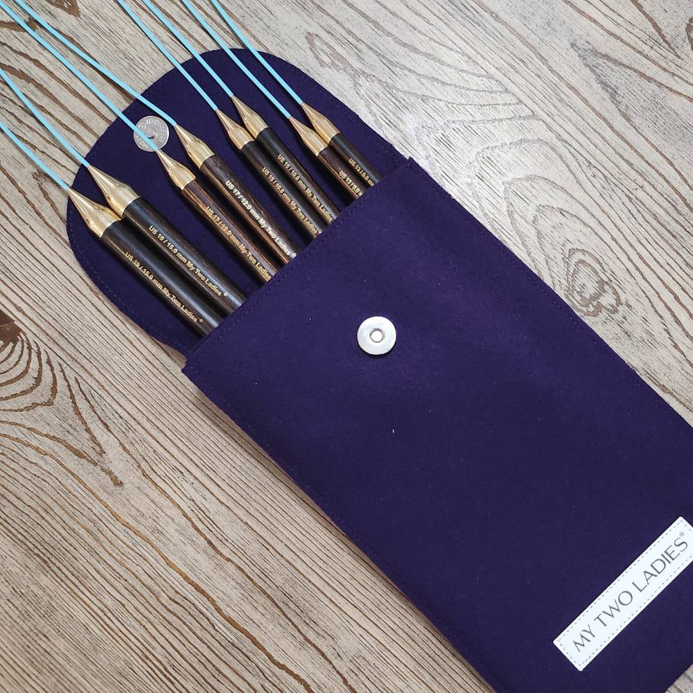 Blue Silk | Big Blanket Set | Adjustable Knitting Needles | 4 Sizes | US13, US15, US17, US19 | w/custom case - Prismatic Fiber Arts