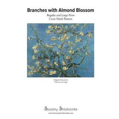 Branches with Almond Blossom Cross Stitch Pattern - Vincent van Gogh: Regular and Large Print Cross Stitch Chart