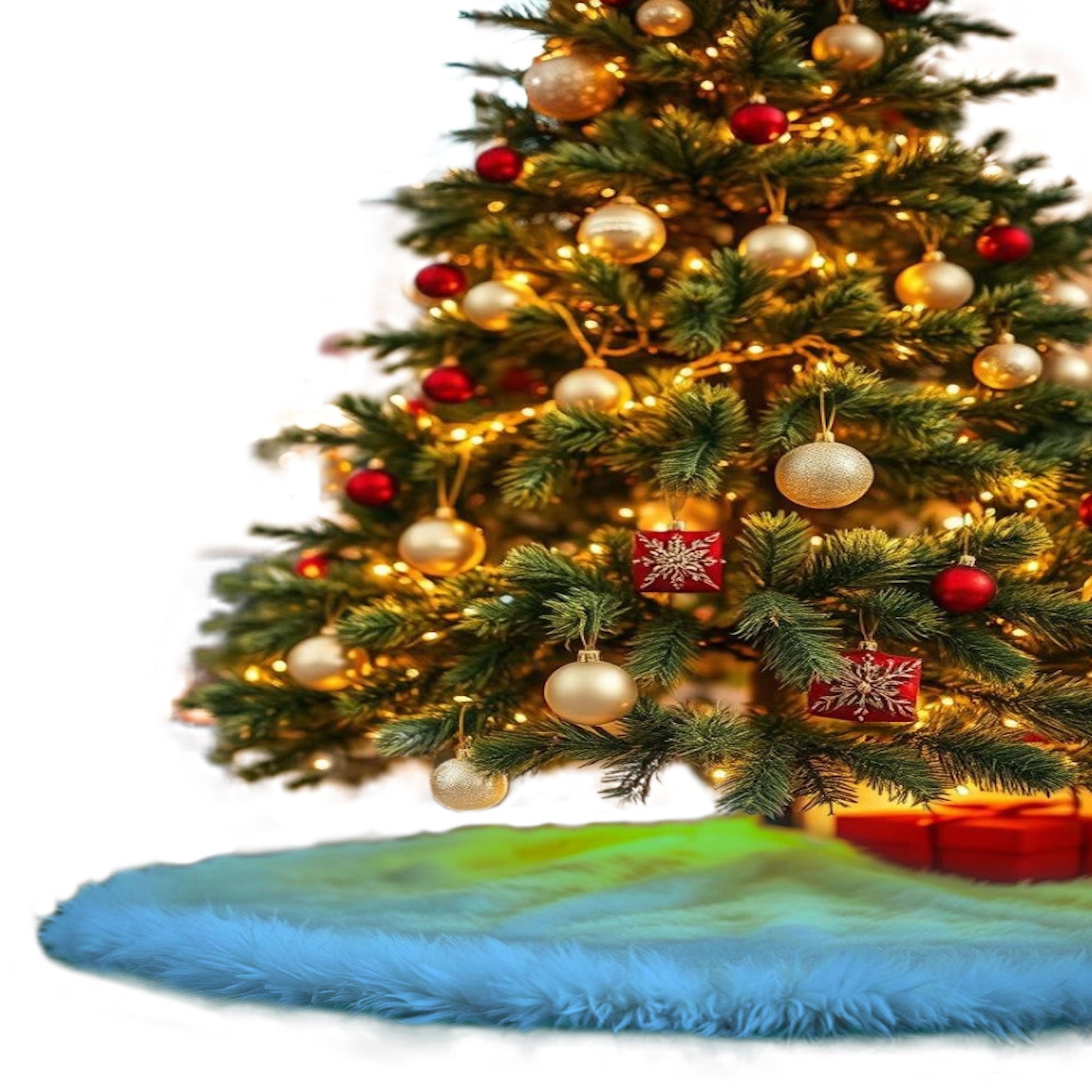 Premium Faux Fur Christmas Tree Skirt - 36 Inch | Luxurious Holiday Decorations - Prismatic Fiber Arts