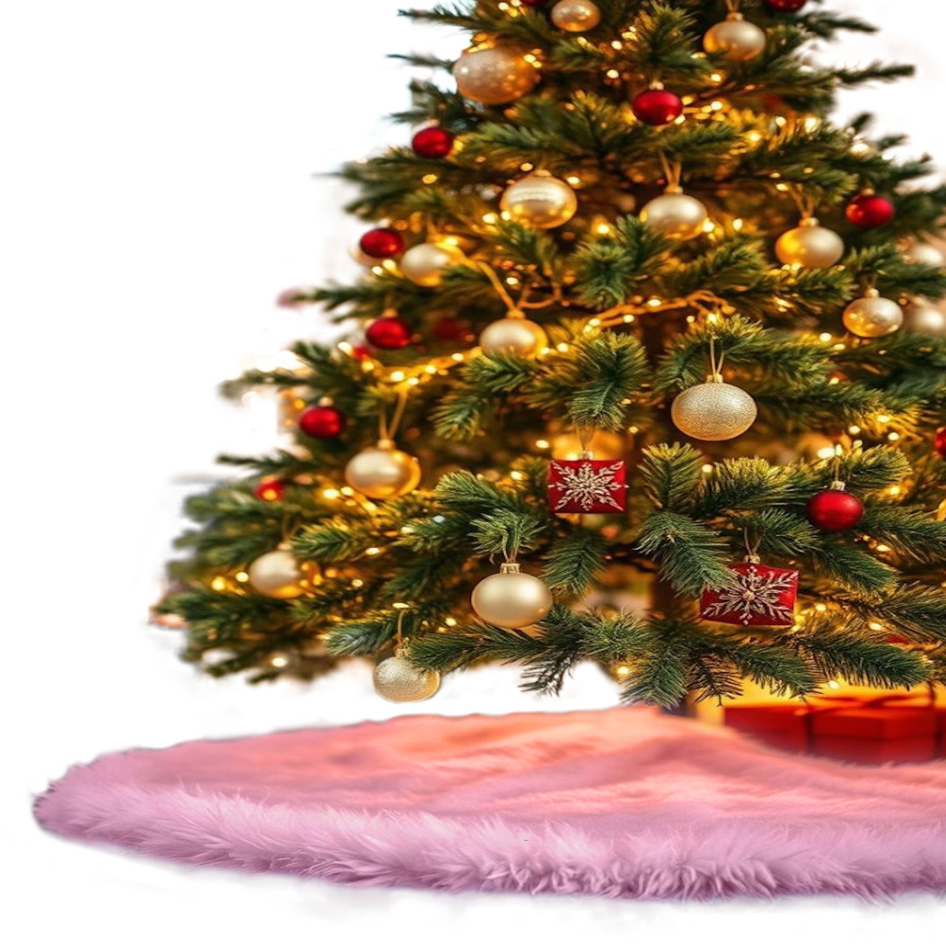 Premium Faux Fur Christmas Tree Skirt - 36 Inch | Luxurious Holiday Decorations - Prismatic Fiber Arts