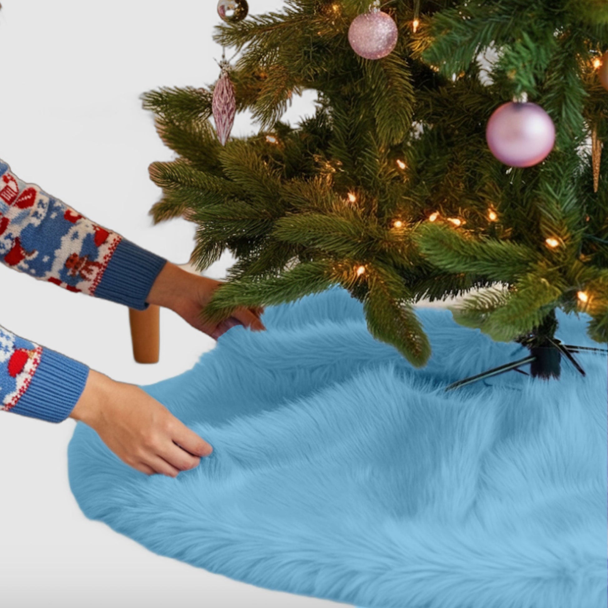Premium Faux Fur Christmas Tree Skirt - 36 Inch | Luxurious Holiday Decorations - Prismatic Fiber Arts
