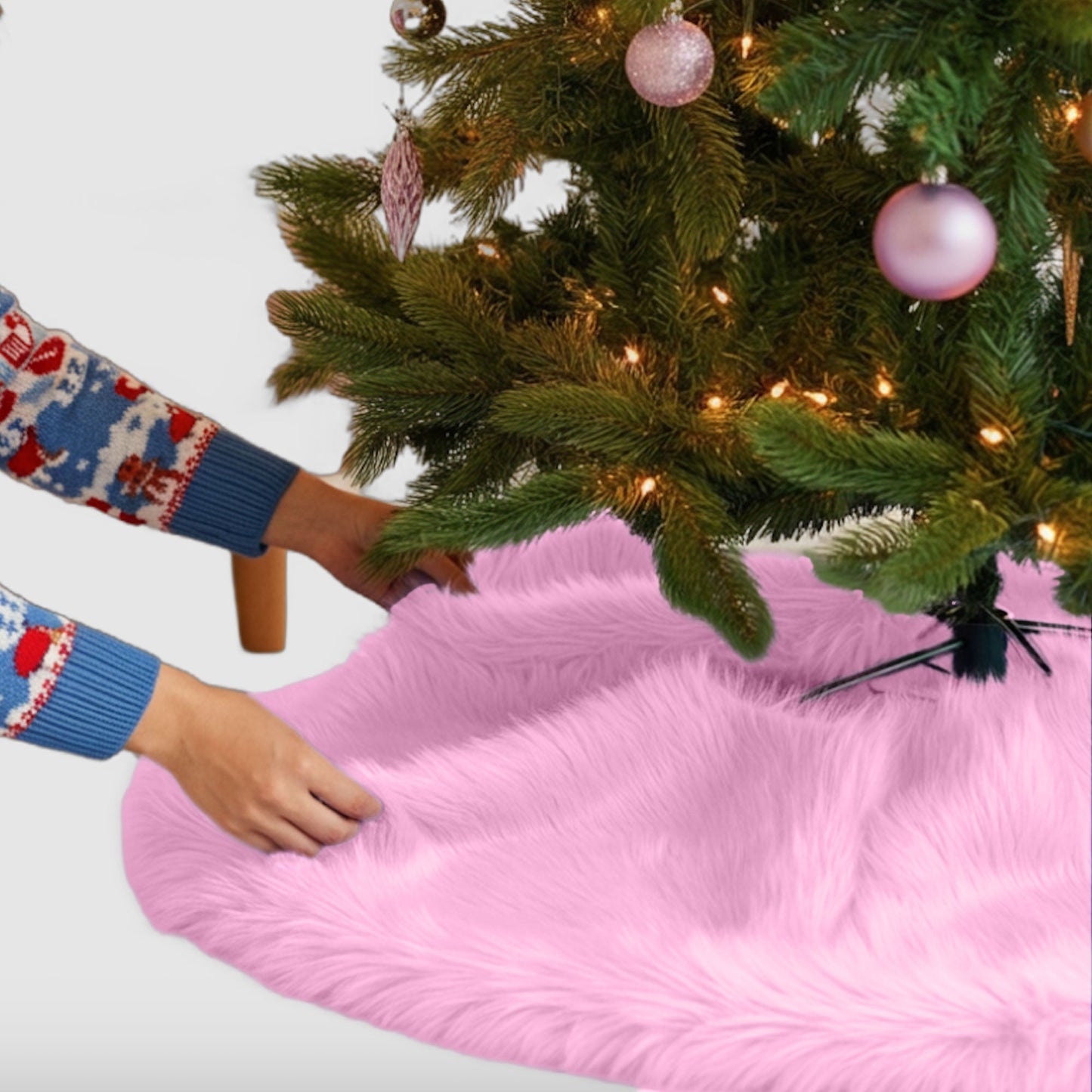 Premium Faux Fur Christmas Tree Skirt - 36 Inch | Luxurious Holiday Decorations - Prismatic Fiber Arts
