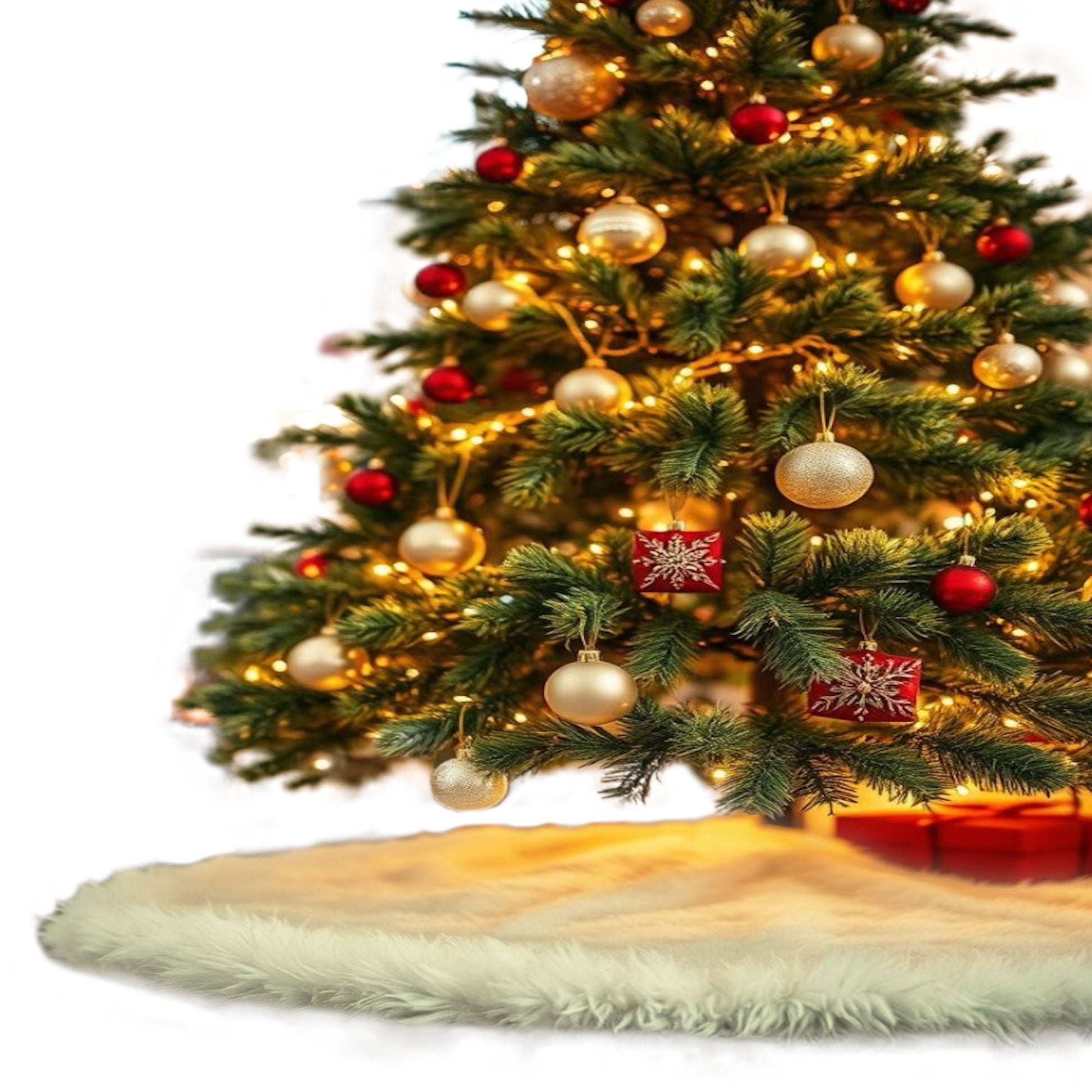 Premium Faux Fur Christmas Tree Skirt - 36 Inch | Luxurious Holiday Decorations - Prismatic Fiber Arts
