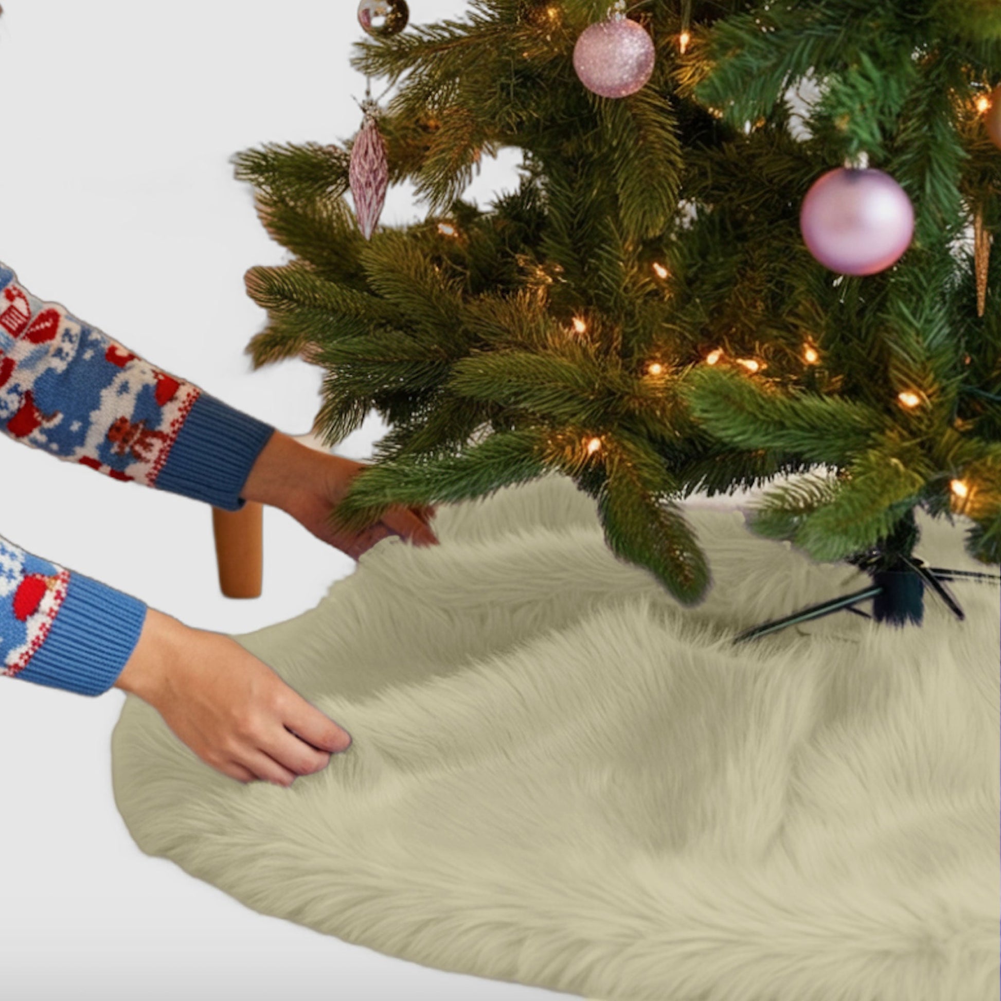 Premium Faux Fur Christmas Tree Skirt - 36 Inch | Luxurious Holiday Decorations - Prismatic Fiber Arts
