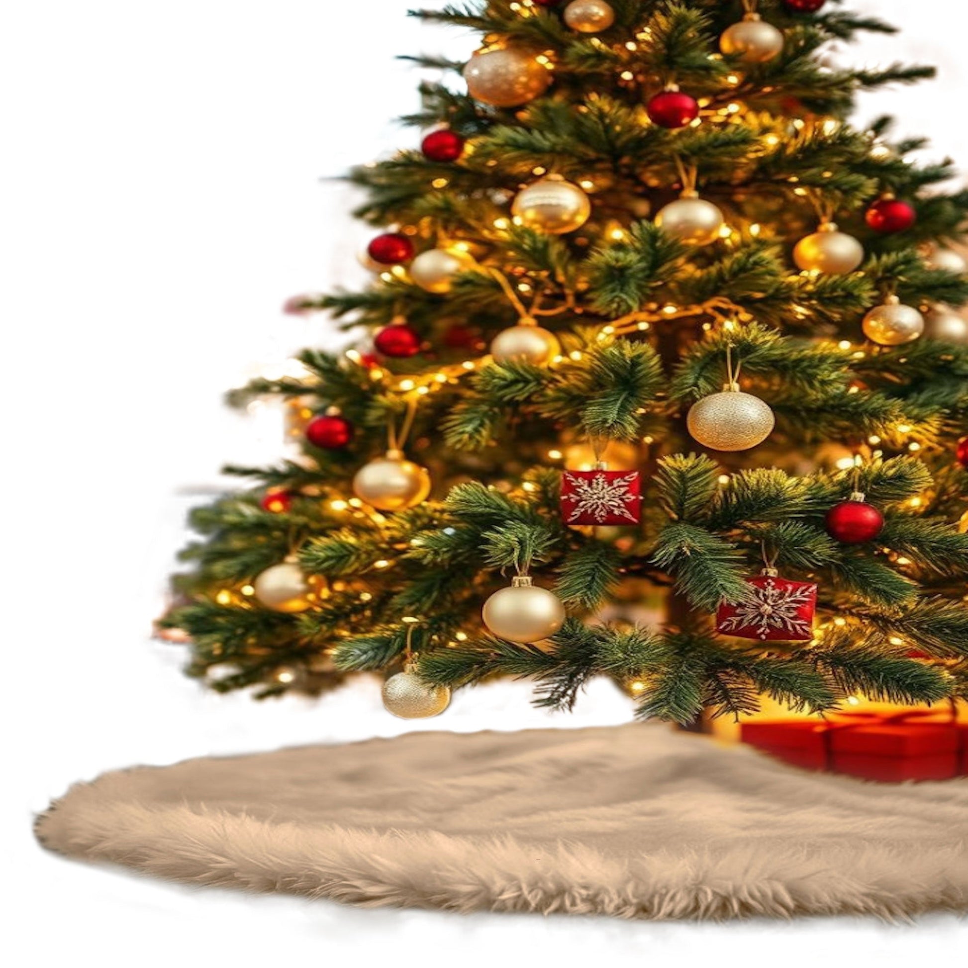 Premium Faux Fur Christmas Tree Skirt - 36 Inch | Luxurious Holiday Decorations - Prismatic Fiber Arts