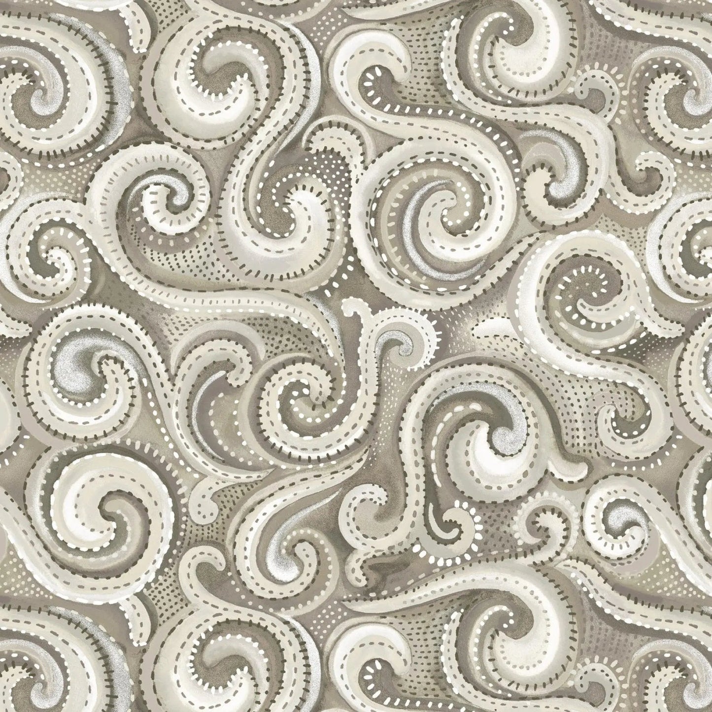 Beige Whirlwind Swirl Cotton Wideback Fabric per yard - Prismatic Fiber Arts