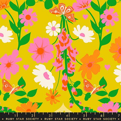 Best Day Ever Golden Hour Floral Butterflies Cotton 43"/44" Fabric Per Yard - Prismatic Fiber Arts