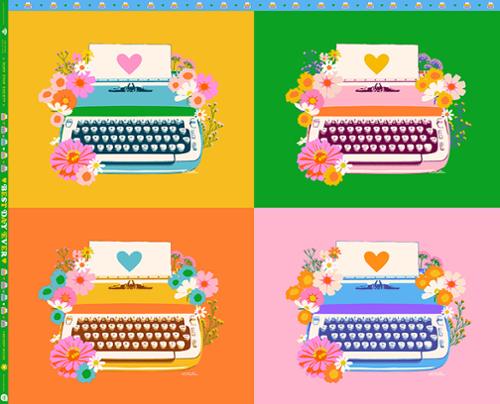 Best Day Ever Multi Typewriter 36" x 44" Panel - Prismatic Fiber Arts