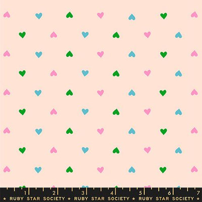Best Day Ever Peach Cream Hearts Cotton 43"/44" Fabric Per Yard - Prismatic Fiber Arts
