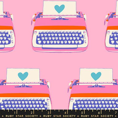 Best Day Ever Posy Retro Typewriters Cotton 43"/44" Fabric Per Yard - Prismatic Fiber Arts