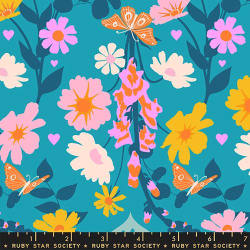 Best Day Ever Summer Sky Floral Butterflies Cotton 43"/44" Fabric Per Yard - Prismatic Fiber Arts