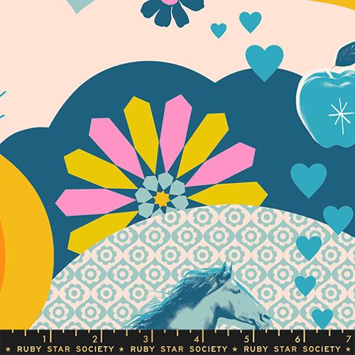 Best Day Ever Teal Retro Cotton 43"/44" Fabric Per Yard - Prismatic Fiber Arts