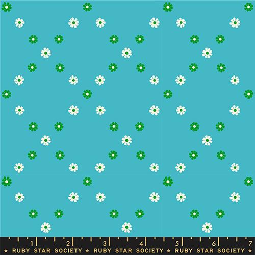 Best Day Ever Turquoise Ditsy Floral Cotton 43"/44" Fabric Per Yard - Prismatic Fiber Arts