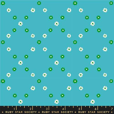 Best Day Ever Turquoise Ditsy Floral Cotton 43"/44" Fabric Per Yard - Prismatic Fiber Arts