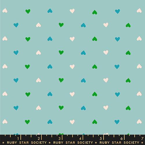Best Day Ever Turquoise Hearts Cotton 43"/44" Fabric Per Yard - Prismatic Fiber Arts