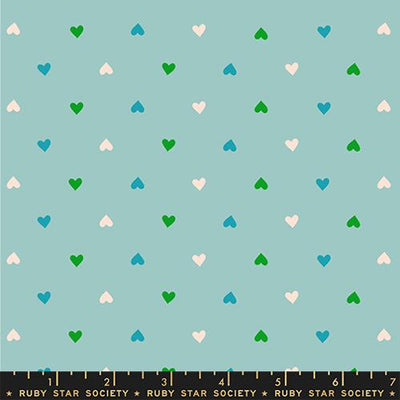 Best Day Ever Turquoise Hearts Cotton 43"/44" Fabric Per Yard - Prismatic Fiber Arts