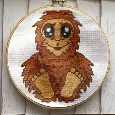 Bigfoot Sasquatch Counted Cross Stitch DIY KIT Intermediate - Prismatic Fiber Arts