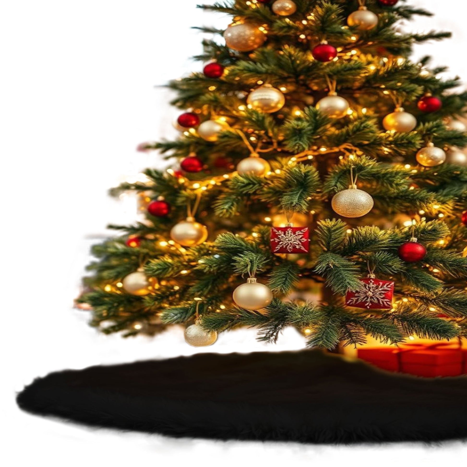 Premium Faux Fur Christmas Tree Skirt - 36 Inch | Luxurious Holiday Decorations - Prismatic Fiber Arts