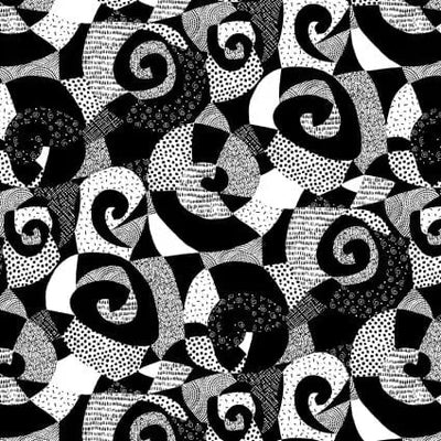 Black And White Large Swirls Cotton Wideback Fabric per yard - Prismatic Fiber Arts