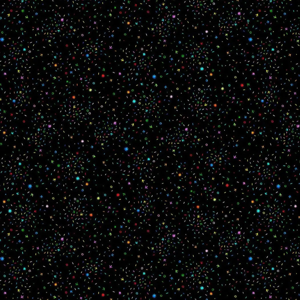 Black Confetti Chicken Scratch Wideback Fabric Per Yard - Prismatic Fiber Arts