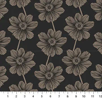 Black Floral Indelible by Anna Maria for Northcott Cotton 44"/45" Fabric Per Yard - Prismatic Fiber Arts