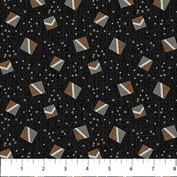 Black Multi Sm Block Toss Haberdashery Flannel Fabric per Yard - Prismatic Fiber Arts