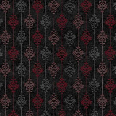 Black Operetta Damask Stripe Cotton 43"/44" Fabric Per Yard - Prismatic Fiber Arts