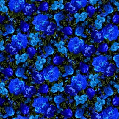 Black Royal Midnight Floral Cotton Wideback Fabric per yard - Prismatic Fiber Arts
