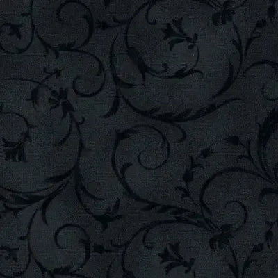 Black Soft Elegant Scroll Cotton Wideback Fabric per yard - Prismatic Fiber Arts