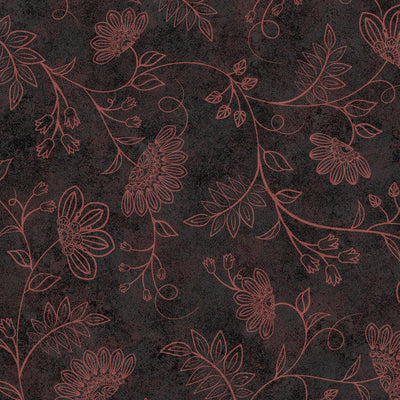 Black and Pink Operetta Flowering Vines Cotton 43"/44" Fabric Per Yard - Prismatic Fiber Arts