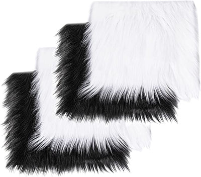 Faux Fur Fabric Squares | 2 White & 2 Black Pack - Prismatic Fiber Arts