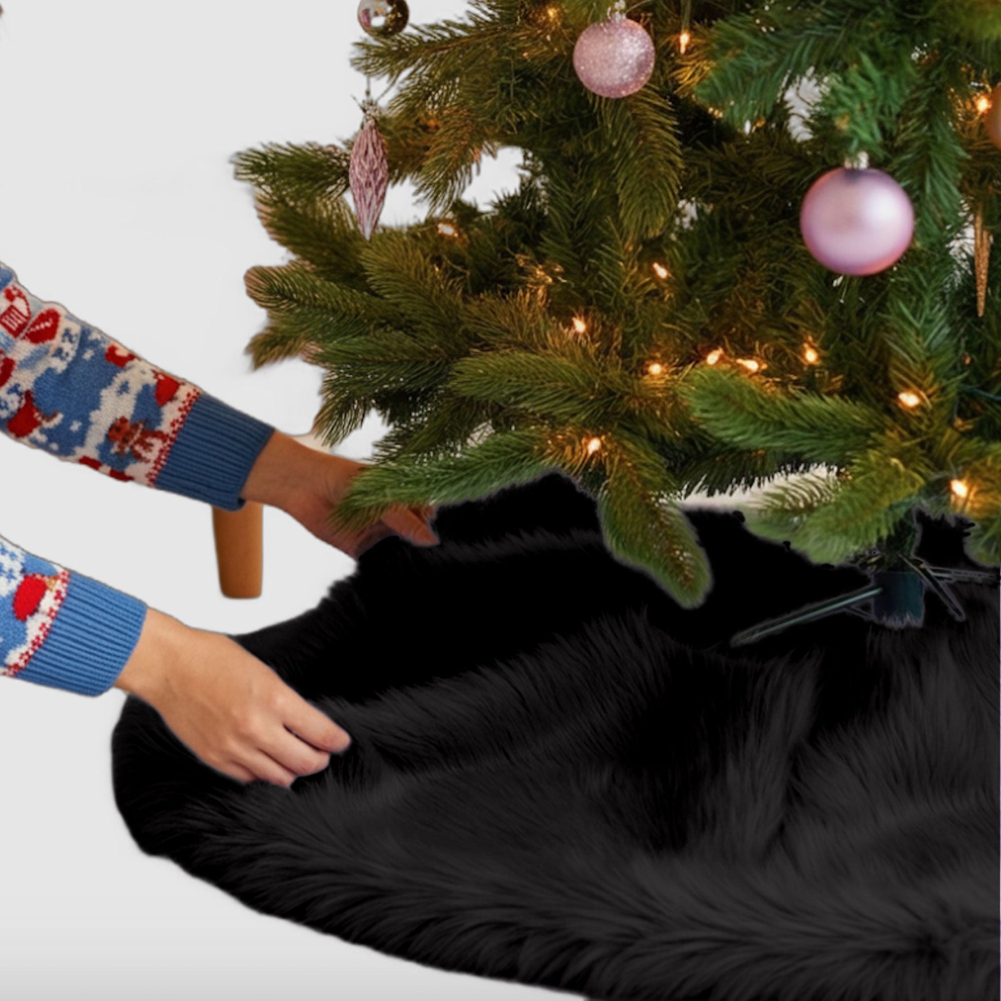 Premium Faux Fur Christmas Tree Skirt - 36 Inch | Luxurious Holiday Decorations - Prismatic Fiber Arts